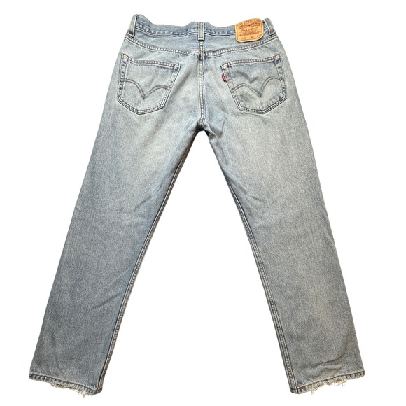 VTG Levis 505 Jeans Mens 34x32 (33x30) Regular Fit Light Wash Blue Denim 2000s